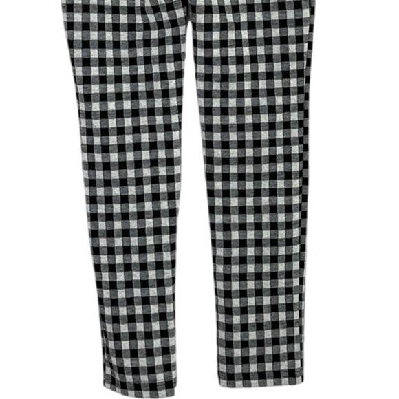 Zara Checkered Front Zip Up Mid Waist Skinny Stretch Ankle Pants S Black White - Picture 8 of 16